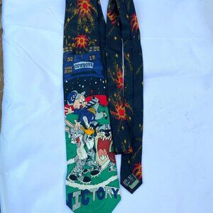 Vtg 1993 Looney Tunes Cowboys Toons Football Men’s Neck Tie NFL Warner Bros